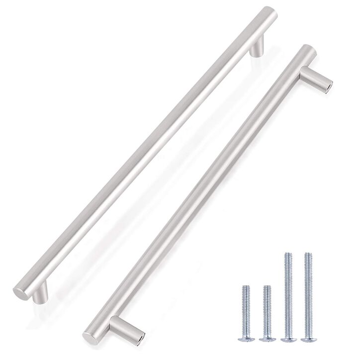 Gobrico Satin Nickel Cabinet Pulls 10 inch Hole Centers, Brushed Nickel Cabinet Hardware Euro T Bar Stainless Steel Drawer Pulls