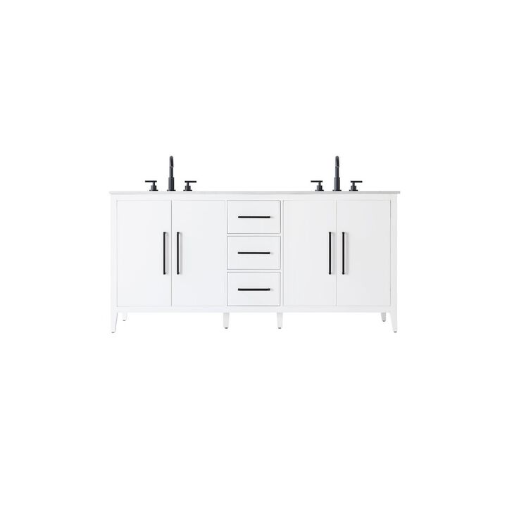 Elegant Kitchen and Bath 72 Inch Double Bathroom Vanity In White