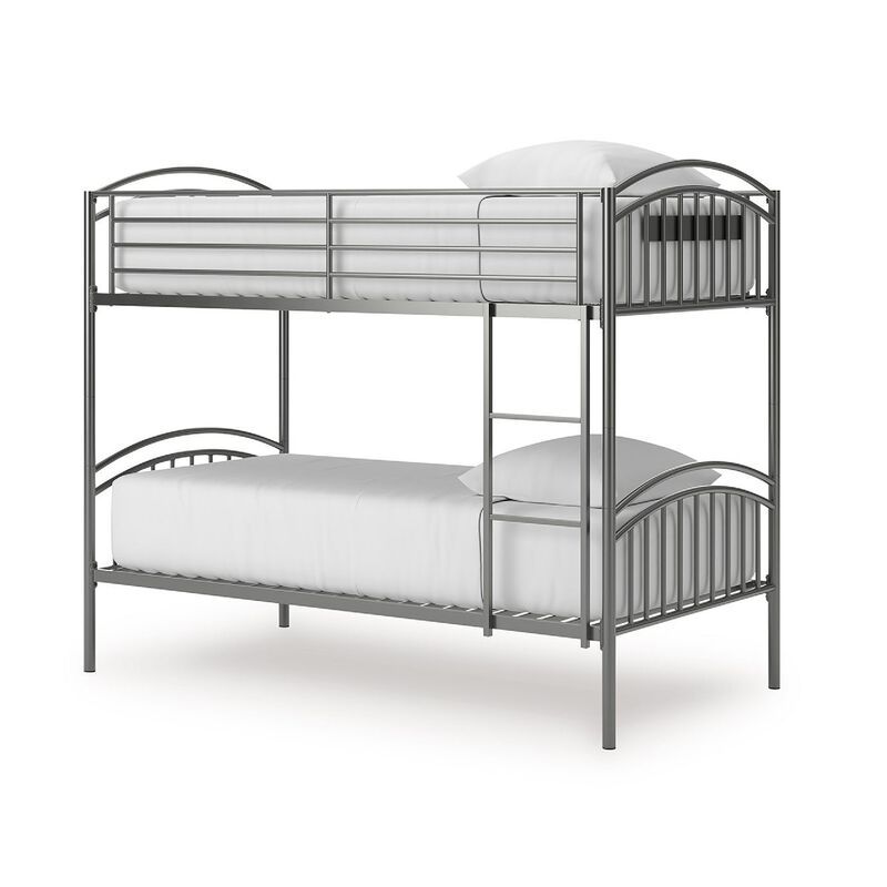 Fesa Twin over Twin Bunk Bed with Ladder, Gray Tubular Steel Frame image number 6