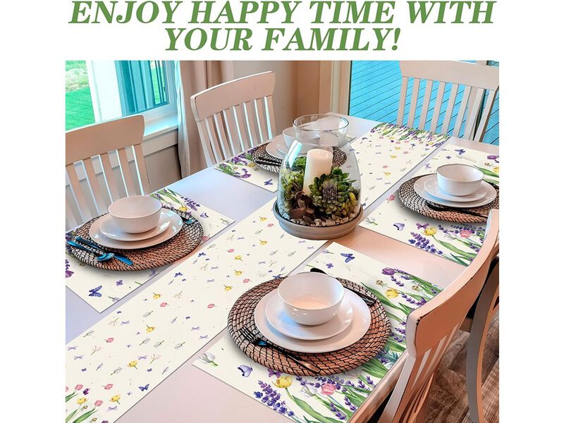 Spring Table Runner and Placemats Tulip Table Runner Placemats Set image number 4