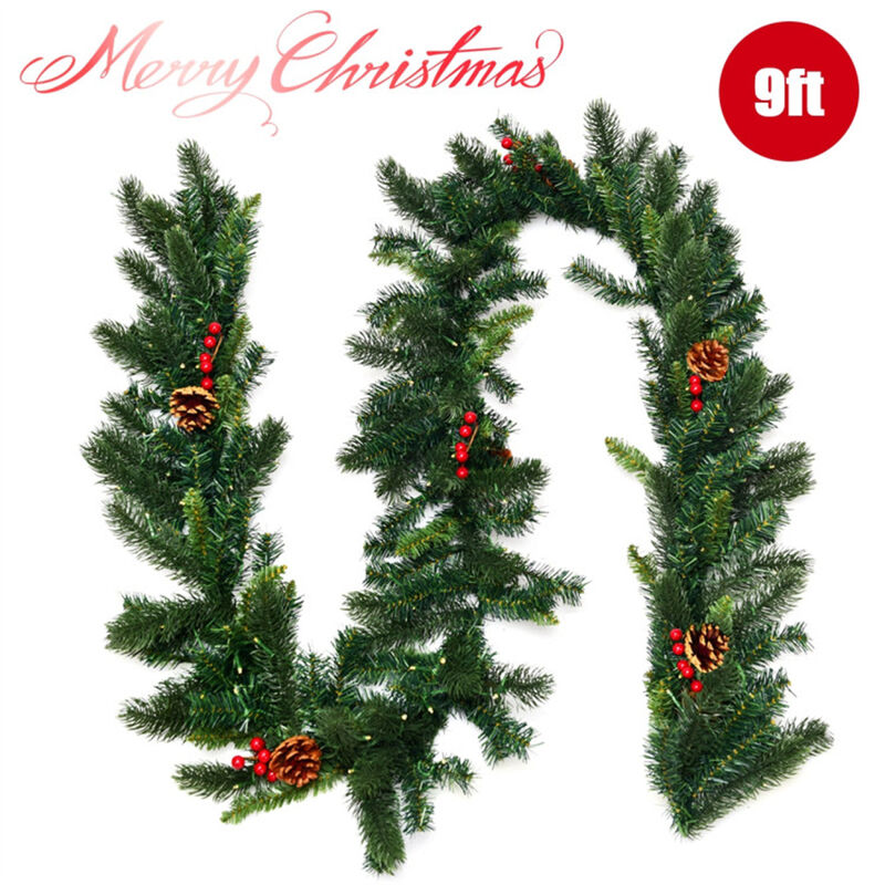 Pre-Lit Christmas Garland with Red Berries and Warm LED Lights image number 5
