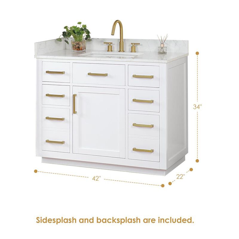 Altair 42 Single Bathroom Vanity in White without Mirror