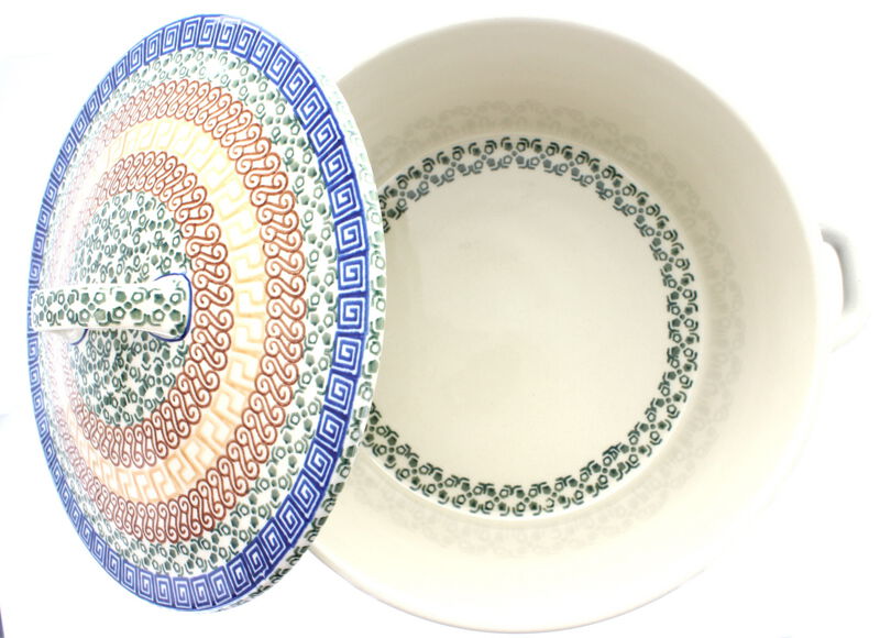 Blue Rose Polish Pottery Sapphire Fields Covered Round Baker