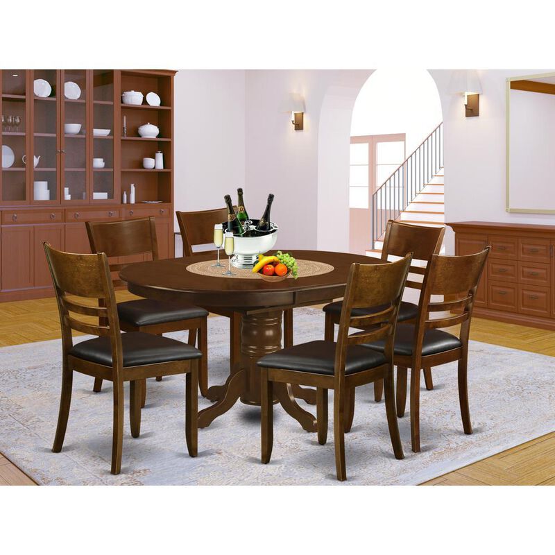 7 Pc set Kenley with a Leaf and 6Padded Leather Kitchen Chairs in Espresso .