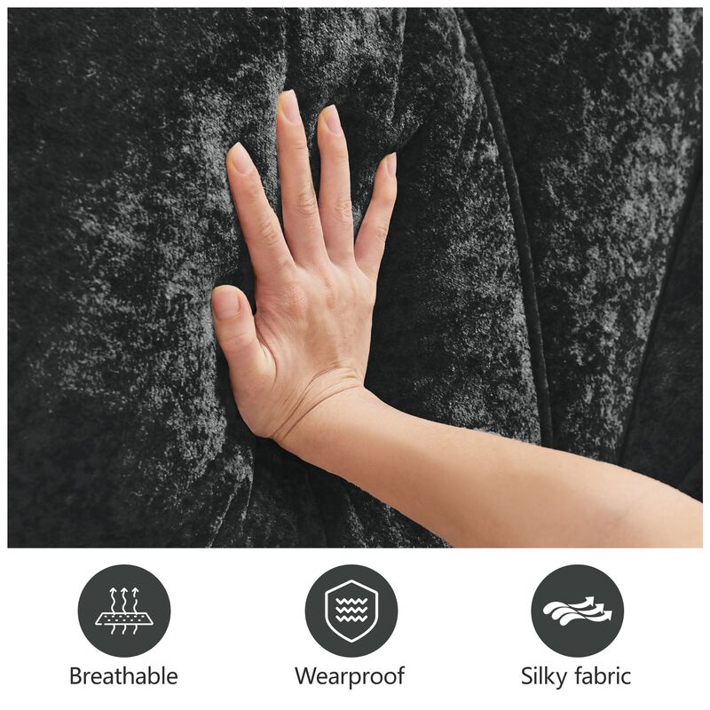 Clihome L-Shaped Soft Velvet Fabric,Boneless Sofa,Ergonomic Design Bottom,32D High Density Sponge,Anti-Slip Design,Movable Ottoman For Living Room image number 6