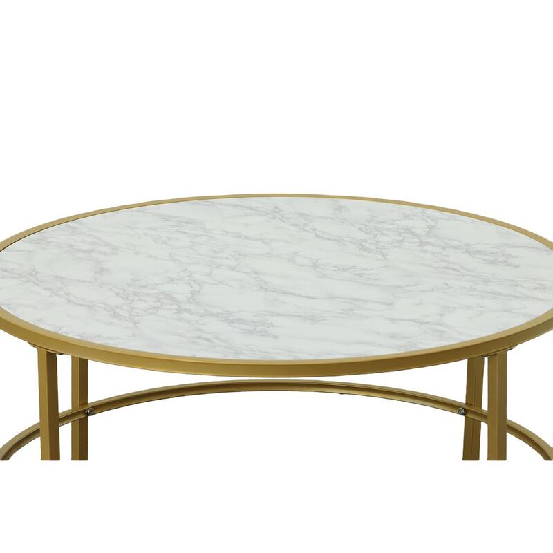 Carolina Living Verazano Faux Marble Top 36 Round Coffee Table - Gold