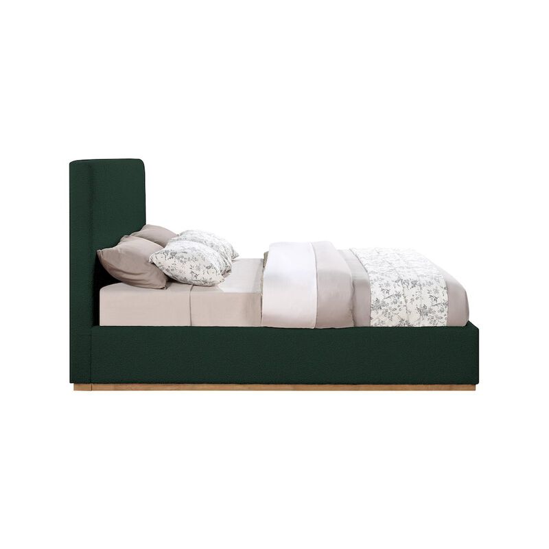 Meridian Furniture Monaco Green Boucle Fabric Full Bed