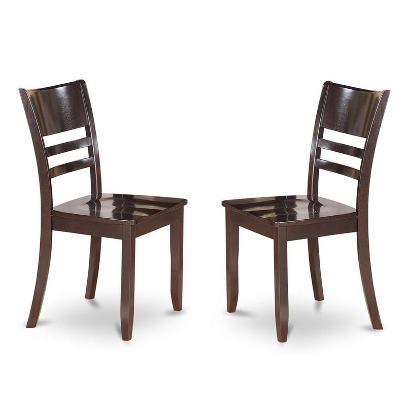 East West Furniture Lynfield  Dining  Chair  with  Wood  Seat  in  Cappuccino  Finish,  Set  of  2