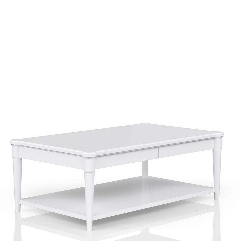 Wilmington Wood Top Cocktail Table W/ Casters-White