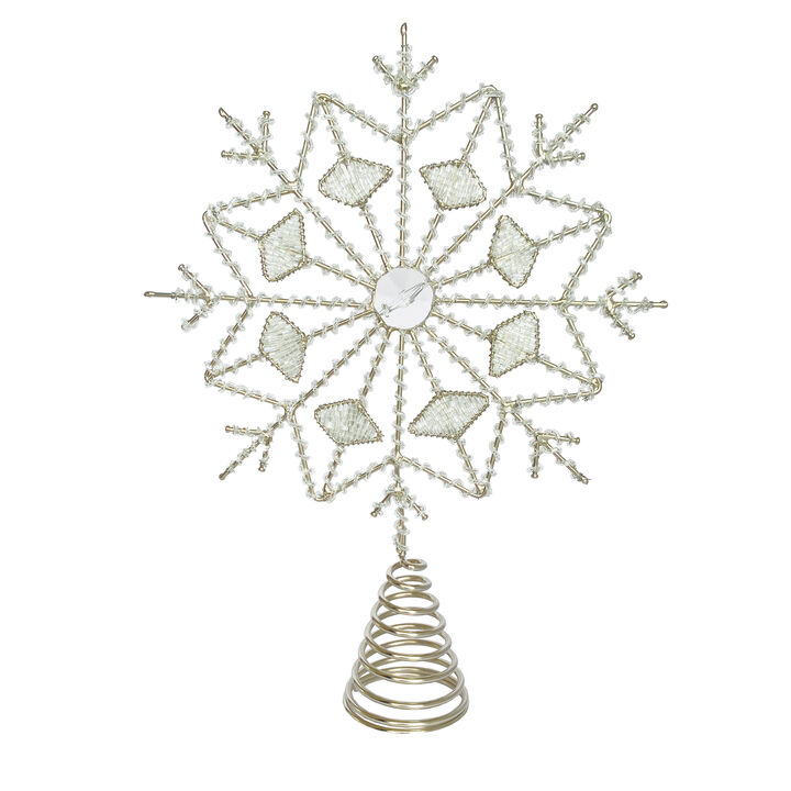 Silver Frost Glass & Iron Snowflake Tree Topper