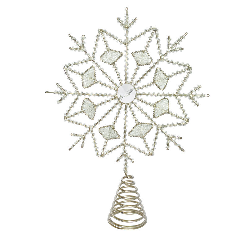 Silver Frost Glass & Iron Snowflake Tree Topper image number 0