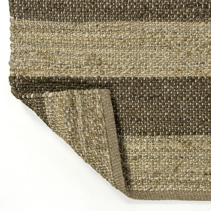 Jayden Rustic Farmhouse Woven Jute Stripe Area Rug