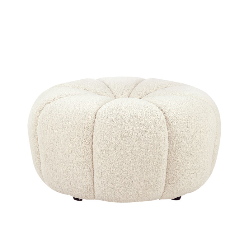 Pasargad Home Noho Pompeii Boucle Ottoman, Cream
