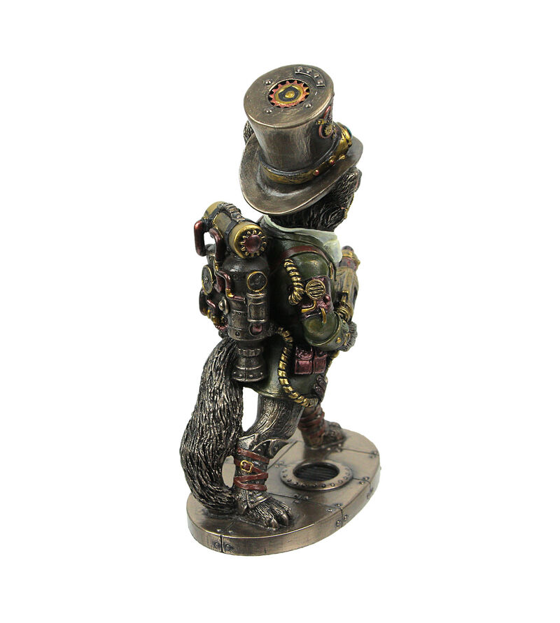 Bronze Finish Steampunk Stagecoach Gentleman Fox Bandit Statue image number 3