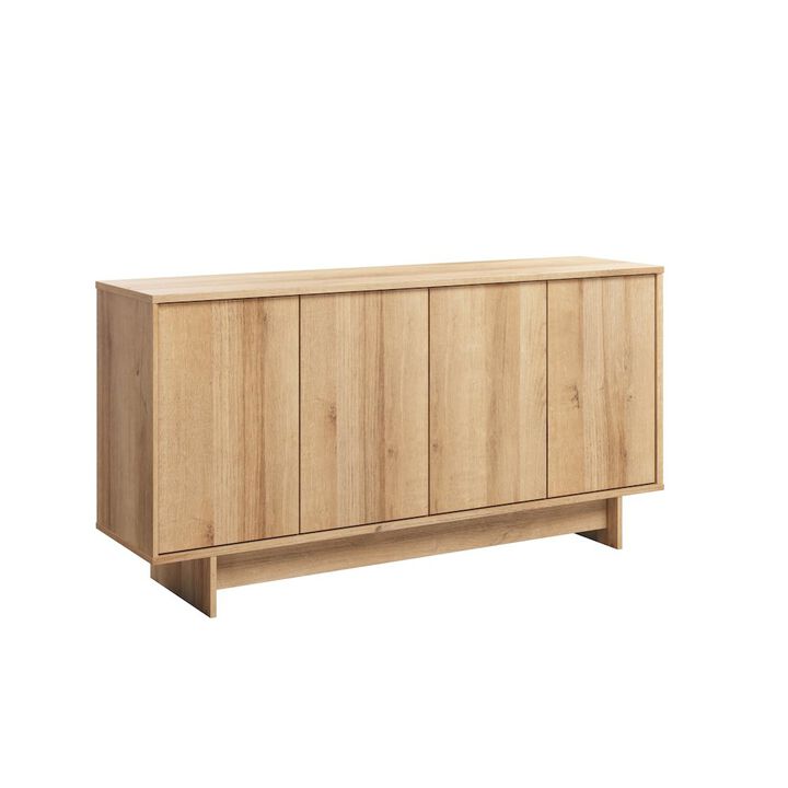 Prepac Finnley Sideboard Cabinet Buffet Natural Oak Engineered Wood with Storage