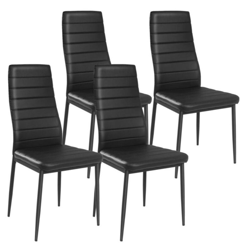 Hivvago 4 Pieces Modern Leather Dinning Chairs Set with Metal Frame