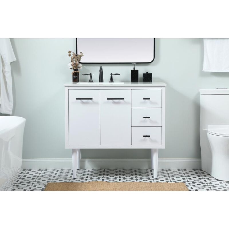 Elegant Kitchen and Bath 36 inch Single bathroom vanity in white