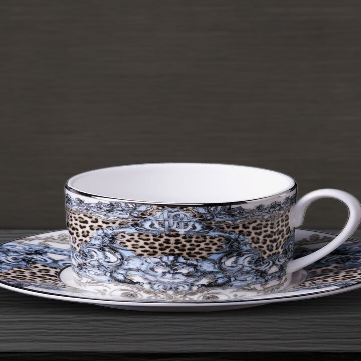 Tea Cup & Saucer PALAZZO PITTI Set of 2 in Luxury Box 3.3", H 2.3", cap. 7.5 oz, Saucer 6"