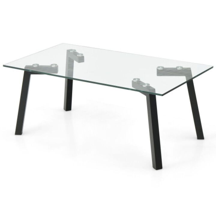 Glass Coffee Table with Metal Frame
