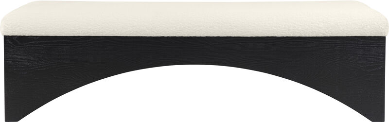 Meridian Furniture Lawson Cream Velour Fur Fabric Bench