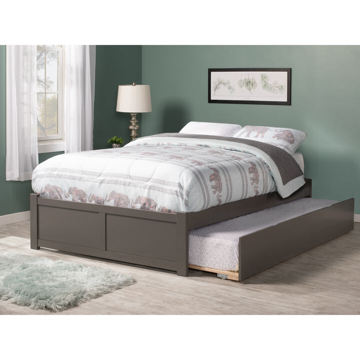 Concord Queen Bed with Footboard and Twin Extra Long Trundle in Grey