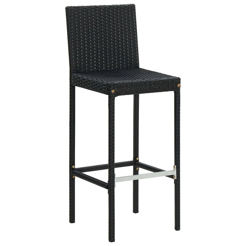 Bar Stool Set of 6 Black PE Rattan Counter Height Footrest