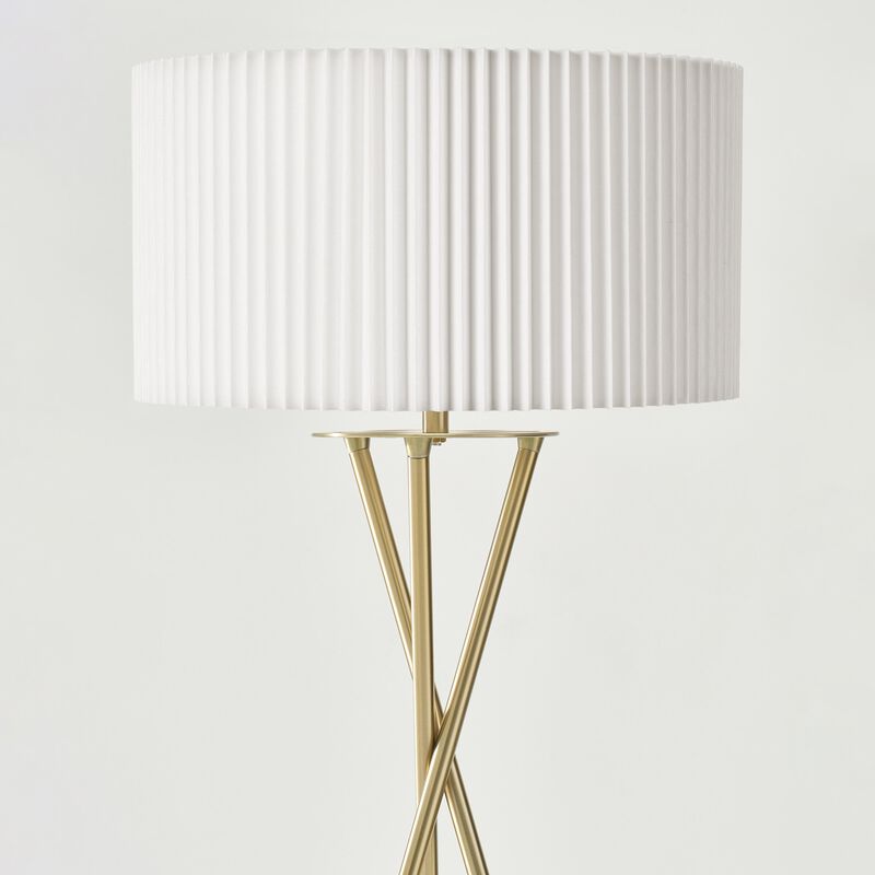 Jaxon LED Floor Lamp - Pleated Shade in Brass