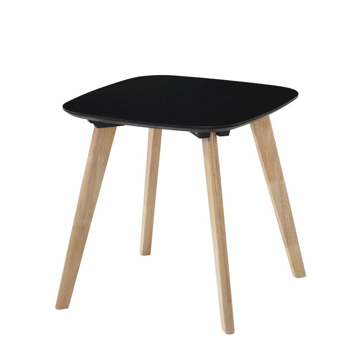 Omax Decor Dana Solid Wood End Table with Natural Oak Stain Legs in Black