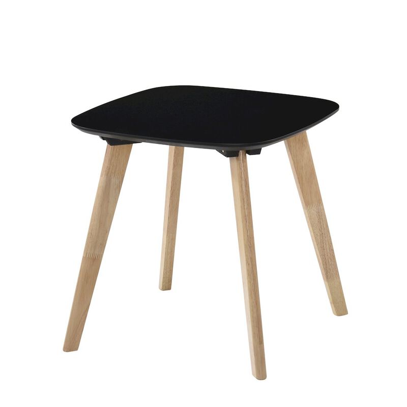 Omax Decor Dana Solid Wood End Table with Natural Oak Stain Legs in Black