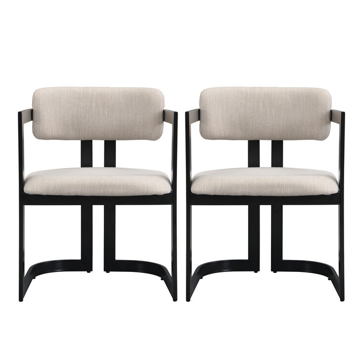 Merax Set of 2 Fabric Dining Chairs with Iron Frame