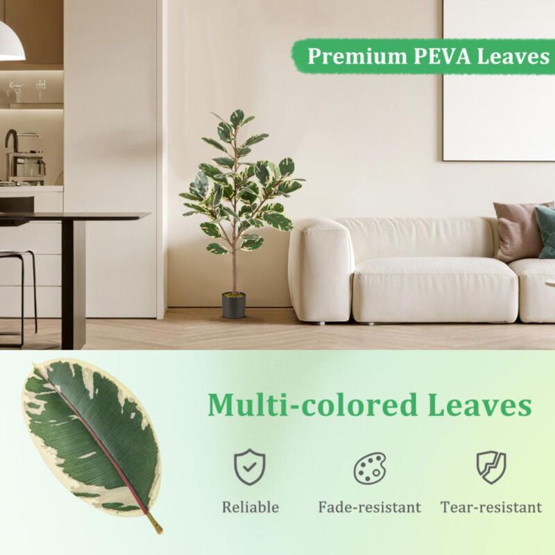 Hivvago 2 Pack 4.3 Feet Tall Artificial Bird of Paradise Plant Fake Banana Leaf