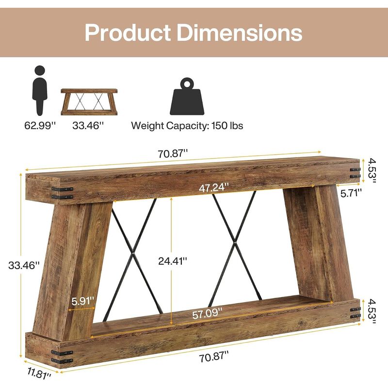 Tribesigns Farmhouse Wood Console Table image number 4