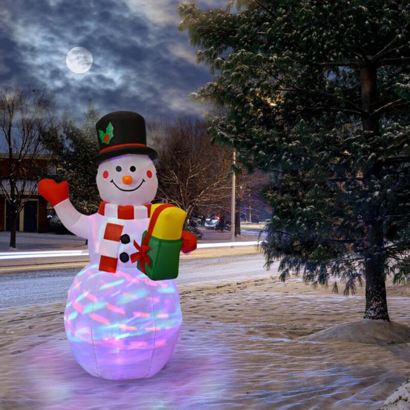 Hivvago 5 Feet Tall Snowman Inflatable Blow up Inflatable with Built-in Colorful LED Lights