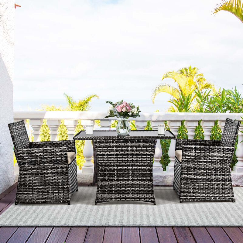 3-Piece Outdoor Patio Rattan Wicker Furniture Set, Stylish and Comfortable Seating