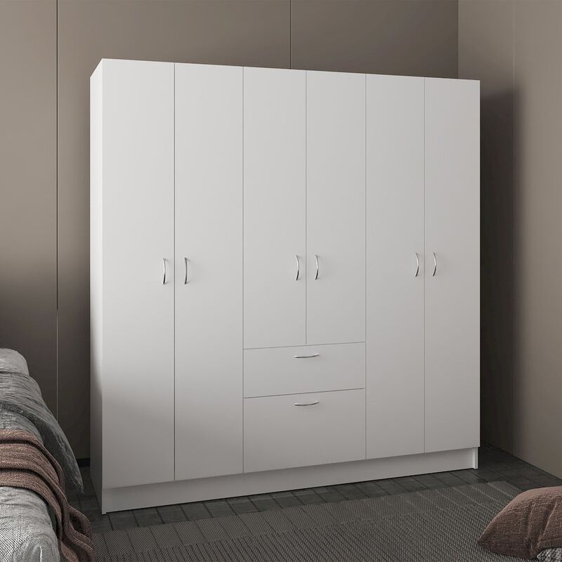 Tuhome Mitu six Doors Armoire White MDF image number 1
