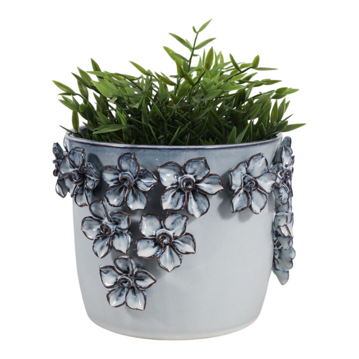 8" Floral Applique Planter