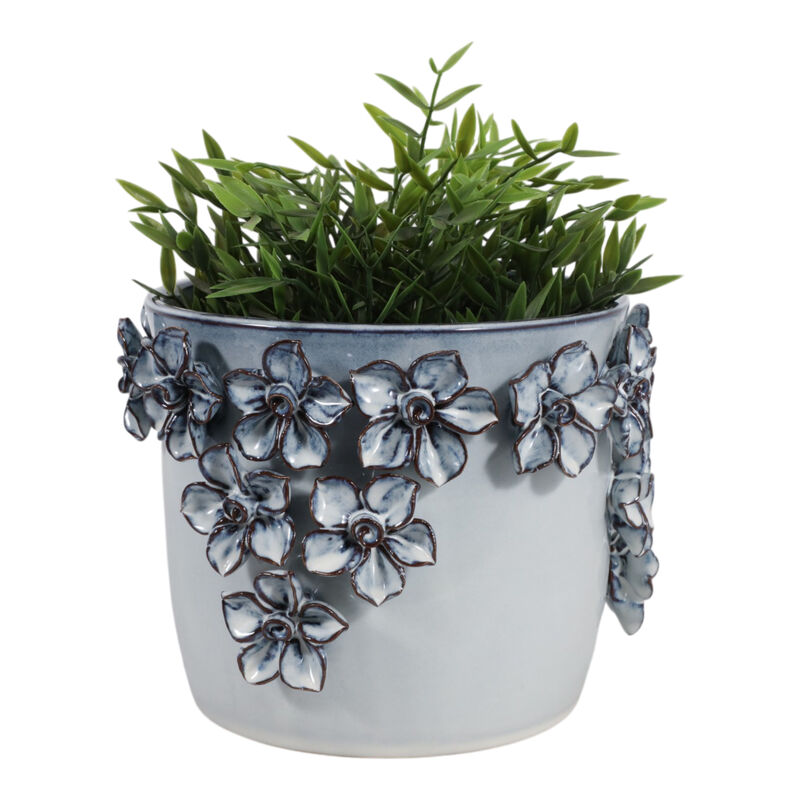 8" Floral Applique Planter image number 1