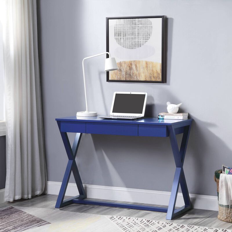 GOODSILO Stylish Modern Writing Desk with Storage Drawer and X-Shaped Wooden Base for Home Office Workspace Organization image number 1