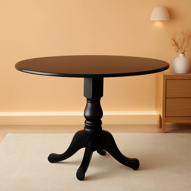 ShipItFurniture Dublin 42" Black Contemporary Pedestal Table - Solid Rubberwood image number 1