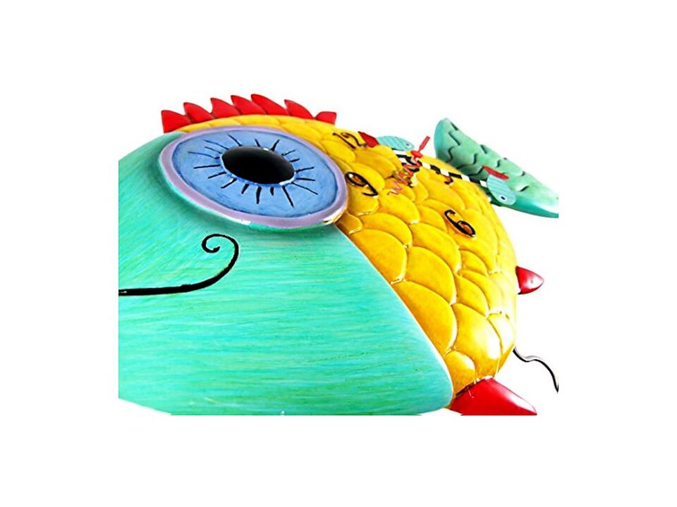 Wide Eyed Fishy Red Fin Fish Wall Clock 14 Inch Home Decor