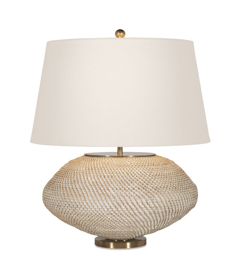 Kazan Large Plaster White Rattan Table Lamp image number 0