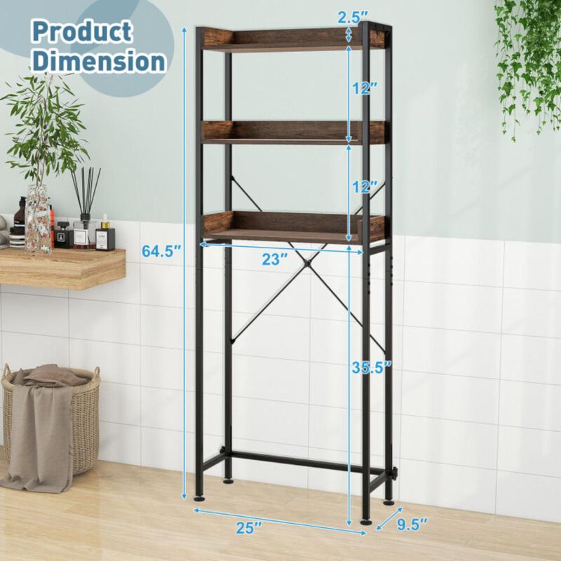 Hivvago Over The Toilet Storage Rack with Hooks and Adjustable Bottom Bar