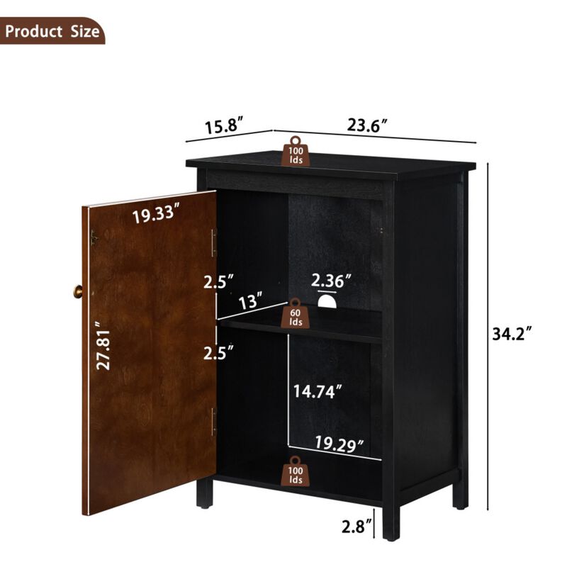 Citfet 34.2" Tall Mid‑Century Modern Accent Storage Cabinet image number 9