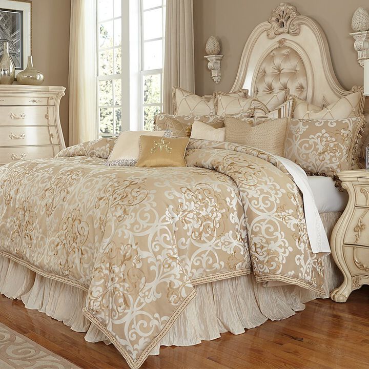 Michael Amini Luxembourg 13-Piece King Comforter Set - Cr&egrave;me