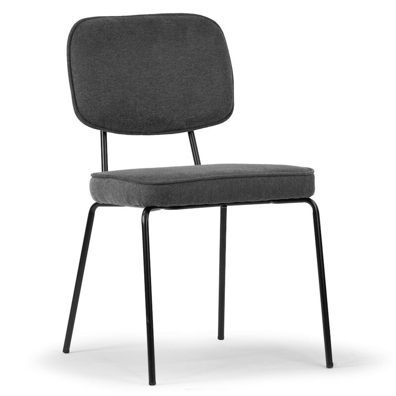Glamour Home Set of 2 Aven Gray Fabric Dining Chair with Black Metal Legs