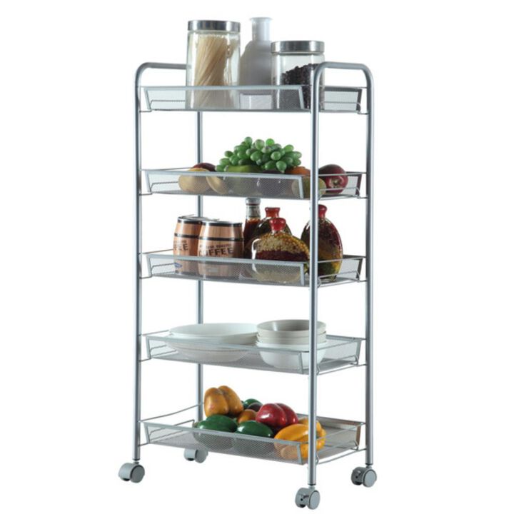 Honeycomb Mesh Style 5-Layer Removable Storage Cart Space-Saving Organizer for Home or Office