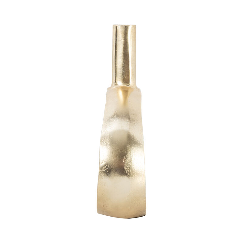 Metal, 12" Tribal Cut Out Vase, Gold image number 3