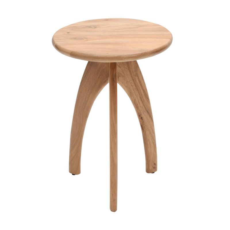 Jofran Aero Curved Space Age Round Mid-Century Modern Solid Wood Accent End Table