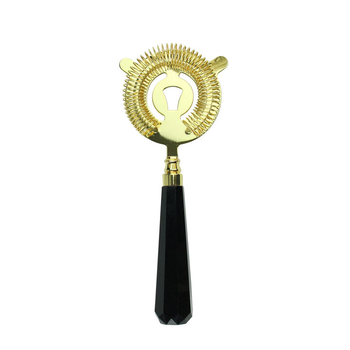 9" Black and Gold Finished Stainless Steel Bar Cocktail Strainer
