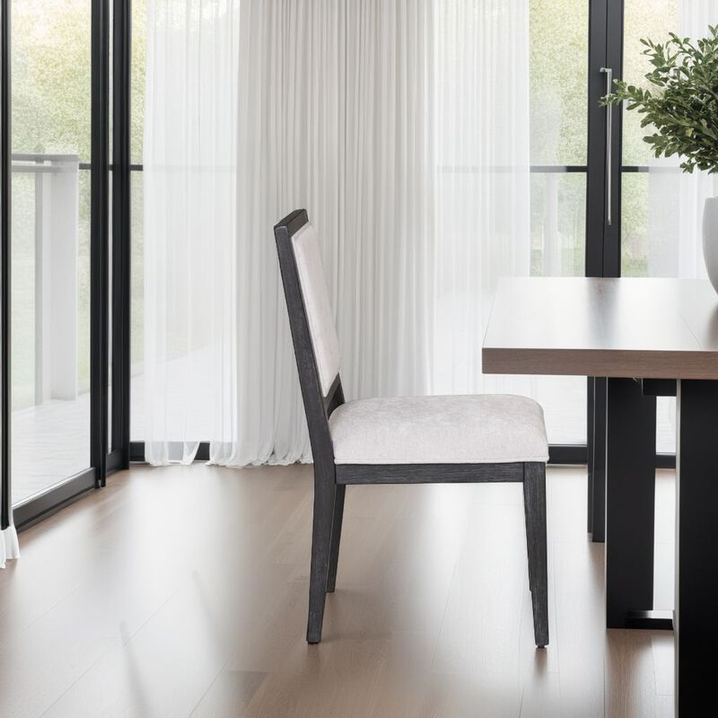 Kizie Dining Side Chair Set of 2, Farmhouse Panel Design, Black Wood